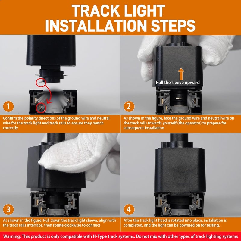 AIBISOD 10W H Track Lighting Heads, Dimmable LED Track Lighting Heads Fixtures Bright 3000K Warm White Track Light Head for Accent Task Art, Flicker Free CRI90+ 24° 900lm (Black, 10W - 4 Pack) - Image 3